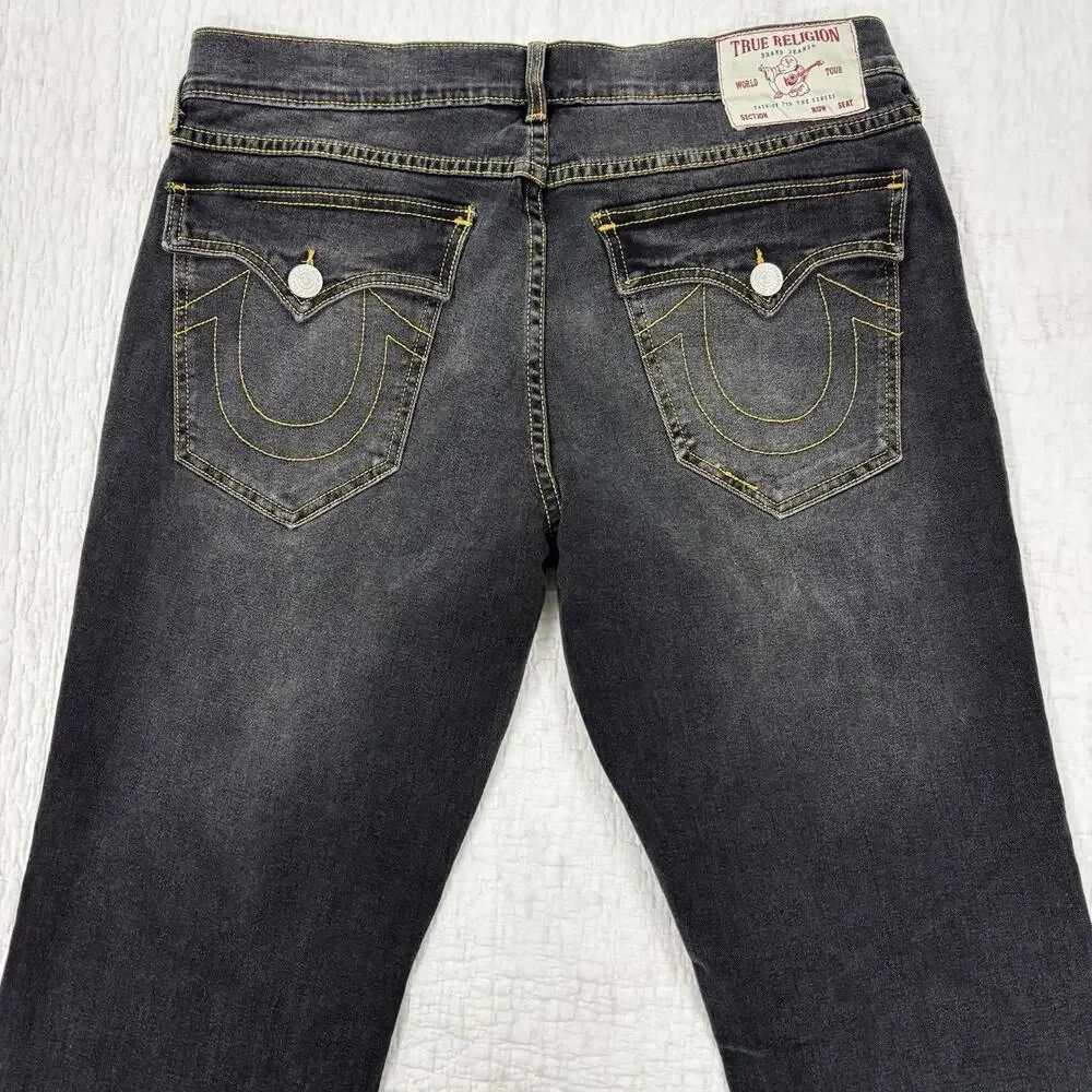 True Religion Ricky Jeans Mens 34x32 Relaxed Straight Medium Black Pants